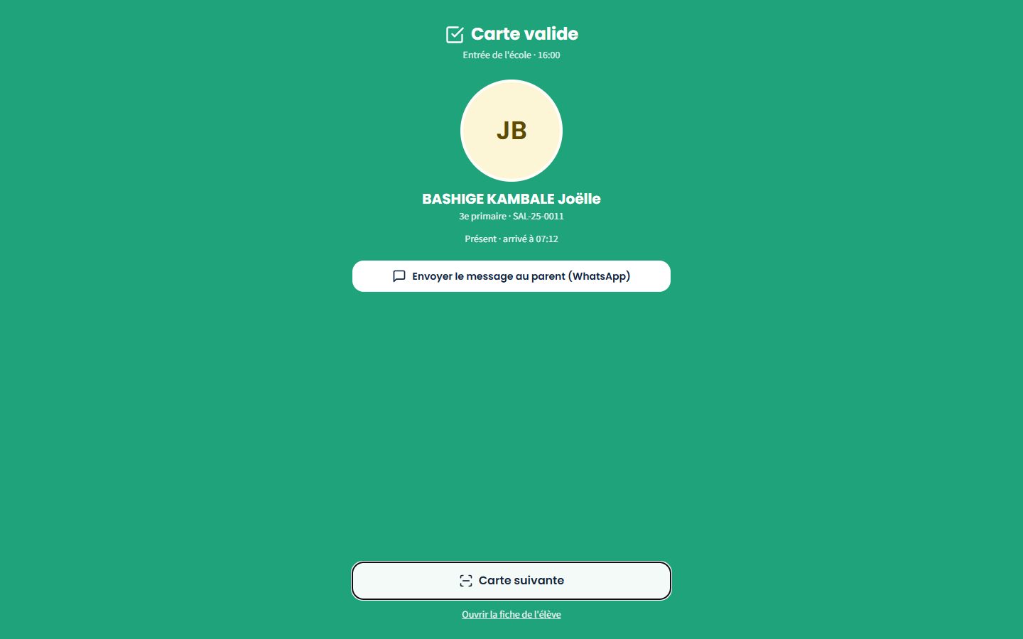 Carte valide à l'entrée (ordinateur)