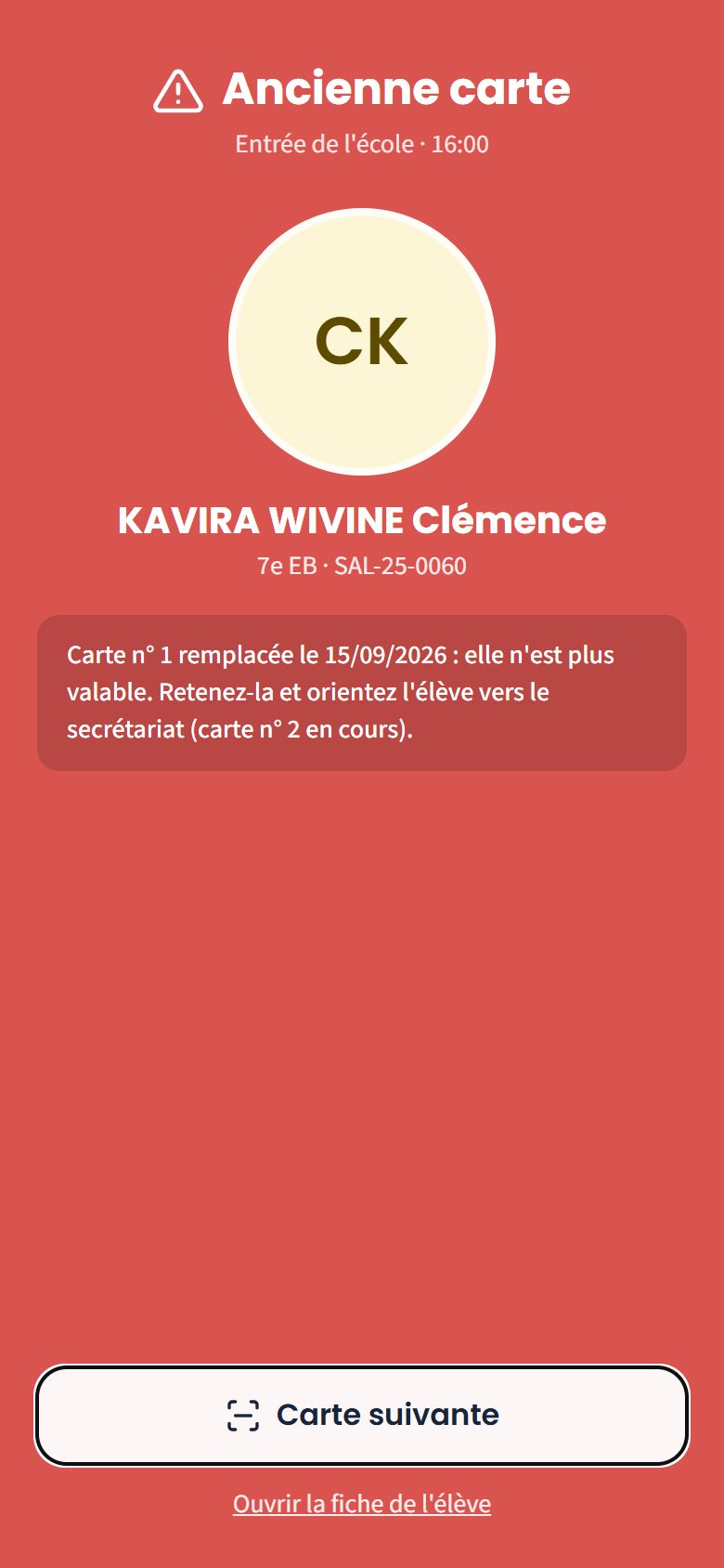 Ancienne carte refusée (téléphone)